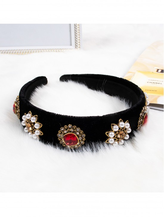 Fashion Hair Band W/ Charm & Pearls